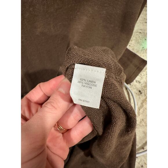 J.Jill Womens Linen Blend Long Sleeve Open Knit Midi Dress Brown Medium - Picture 7 of 7